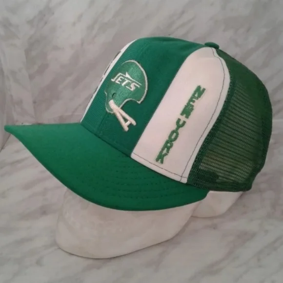 Vintage New York Jets AJD Lucky Stripes Snapback Mesh Trucker Hat Cap USA made - Picture 2 of 5